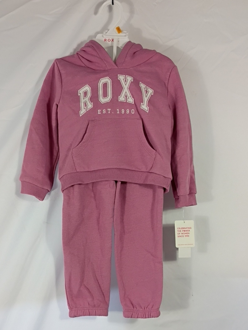 NWT Roxy Kids' Pink Fleece Jogger 2 Piece Set - Roxy Logo Toddle Girls Size 3T